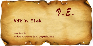 Vén Elek névjegykártya